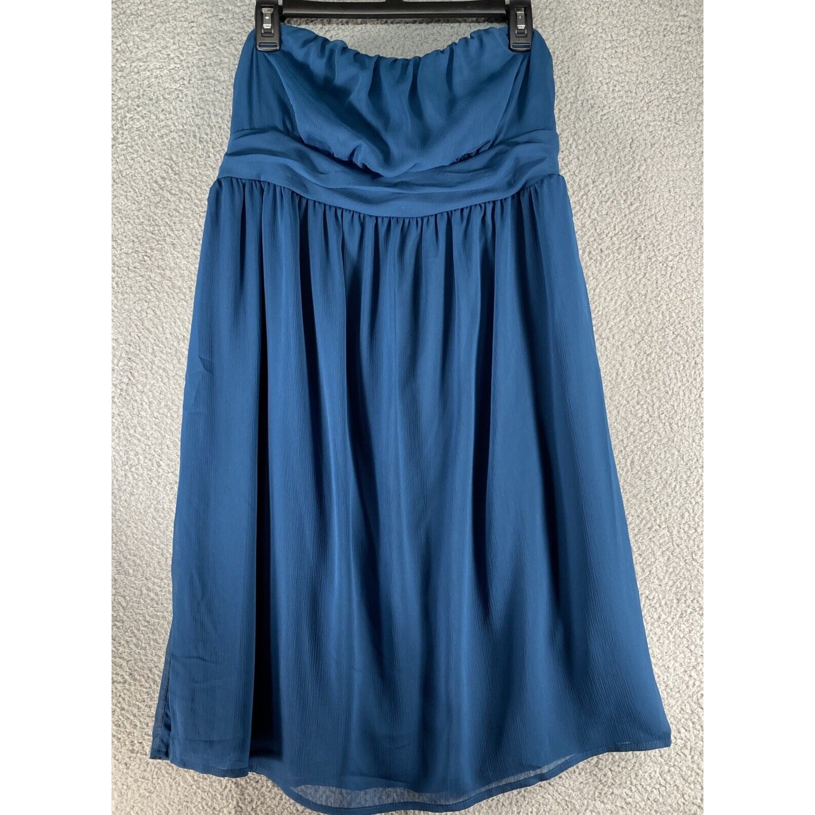 Merona Strapless Cocktail Dress Womens Juniors L Blue Empire Waist Chiffon Knee